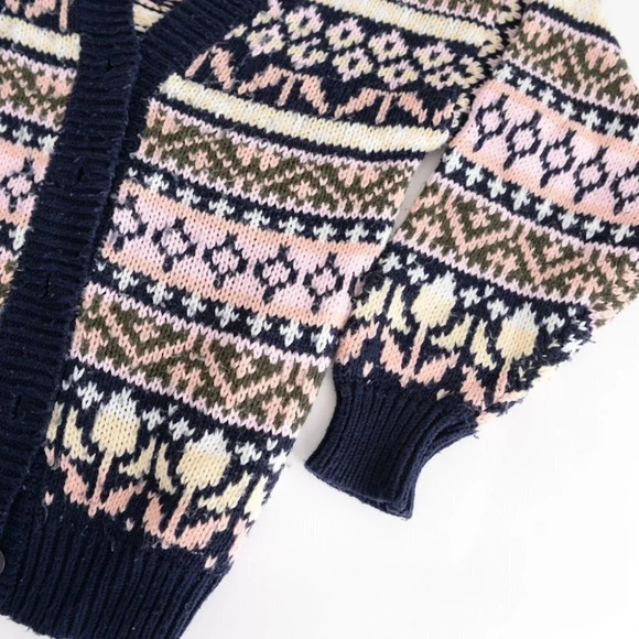 Vintage Pure Stuff Navy and Pink Knit Button Cardigan  Size Small - Picture 7 of 12